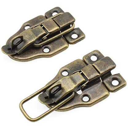 Retro Style Duckbilled Toggle Hasp Latch,LBTODH 2 pcs Antique Toggle Hasp Latch with Padlock Hole for Jewelry Box Cabinet Toolbox Suitcase,with Mounting Screws(Bronze) - color: Bronze