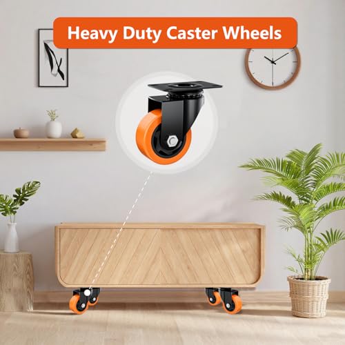 2.5" Swivel Plate Casters Set of 4 Heavy Duty 800 lbs - color: Orange, size: 2.5 Inch Non-Brake