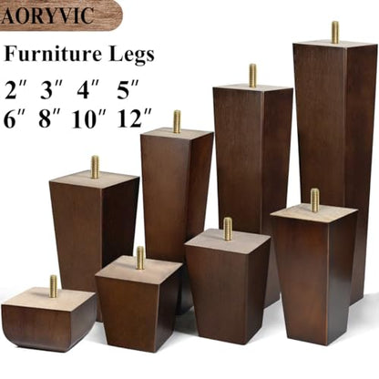 Wood Furniture Legs 3 inch Sofa Legs Pack of 4 Square Couch Legs Brown Mid-Century Modern Replacement Legs for Armchair Recliner Coffee Table Dresser - size: 3 inch (4pcs) Standard (With hanger bolt)