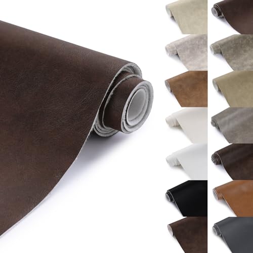 Faux Leather Vinyl Upholstery Fabric by The Yard 1.3mm Thicken 8 Yards - color: Burgundy, size: 8 Yards
