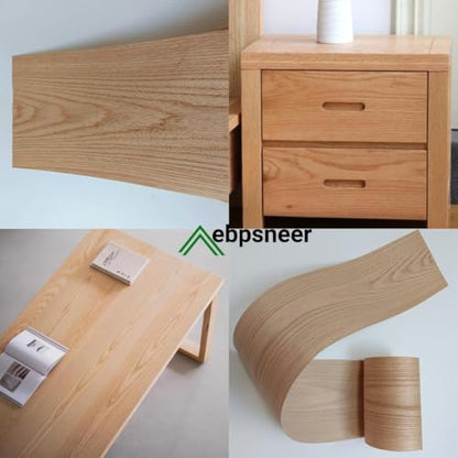 Red Oak Wood Veneer Sheet,Flat Cut 8.5''x 98'',Iron On Stick Veneer Roll Without Paper,Pre-glued Hot Melt Self Adhesive Oak Tape for Cabinet Furniture Plywood Laminate Speaker Renovation - color: Flat cut