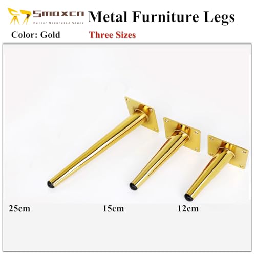4pcs 6 inch (15cm) Shiny Gold Metal Furniture with Level Feet - color: Gold, size: 6 inch
