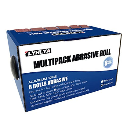 Assorted Sandpaper Rolls 80/150/240/320/400/600, 6 Grits Abrasive Paper with Dispenser Emery Cloth Roll for Wood Furniture Finishing Metal Sanding Automotive Polishing - size: 6roll-8m (Hot Choices)