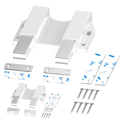 TONITRUI Heavy Duty Magnetic Push Latch, Double Push-to-Open Touch Latch for Kitchen Cabinet Doors, Push Release Pop Out Catch for Drawer Closure, White Cabinet Hardware (2 Pack) - color: White-Double