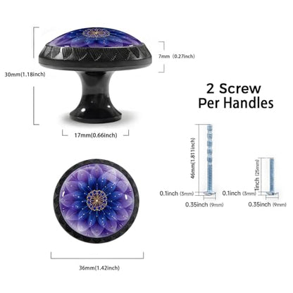 12 Pack Purple Mandala Flower Cabinet Knobs for Kitchen Bathroom - size: 12PCS - 1.37"L x 1.1"W