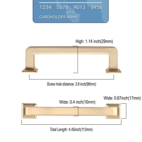 Brushed Brass Cabinet Handles Kitchen Pulls 3.75 Inch 10 Pack - color: Brushed Brass, size: 3.75" Hole Center