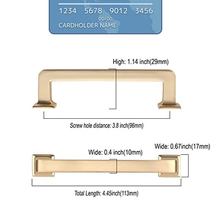 Brushed Brass Cabinet Handles Kitchen Pulls 3.75 Inch 10 Pack - color: Brushed Brass, size: 3.75" Hole Center