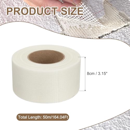 PATIKIL Drywall Repair Mesh Tape, 3 inch x 164 ft Fiberglass Repair Patch Self-Adhesive Dry Wall Joint Tape 12 Mesh Wall Hole Crack and Seam Patch, White - size: 3 inch x 164 Feet