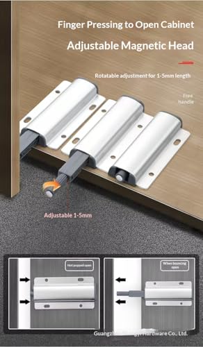 4-Pcs Magnetic Push-to-Open Cabinet Latches, Gold - color: Golden-4pcs