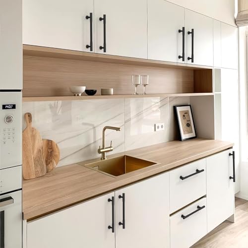 10 Pack Matte Black Cabinet Pulls 5 Inch(128mm) Kitchen Cabinet Handles Solid Heavy Duty Drawer Pulls - color: Matte Black, size: 5" Hole Center