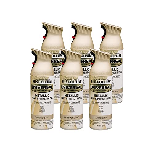 Rust-Oleum Universal All Surface Metallic Mist Spray Paint, Champagne Mist - color: Champagne Mist, size: 11 Ounce (Pack of 6)