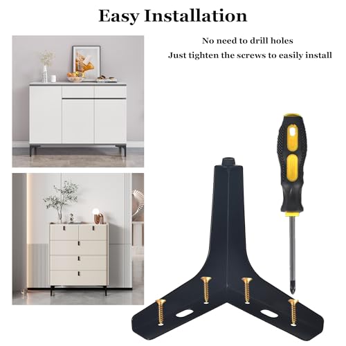 6 inch Matte Black Metal Furniture Legs,Set of 4,2mm Thick - color: Black, size: 6 inch (2 thick)