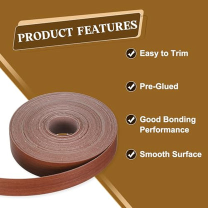 uxcell 1-3/8 Inchx50ft Wood Veneer Edge Banding Pre-Glued Flexible - size: 1-3/8 Inch x 50ft