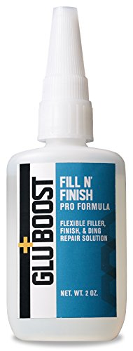GluBoost Fill n’ Finish Pro Formula – Self-Leveling, Flexible, Clear Wood Filler for Cracks, Dings, and Repairs – Interior Pore and Wood Grain Filler for Finishing and Repair – 2 oz Solution