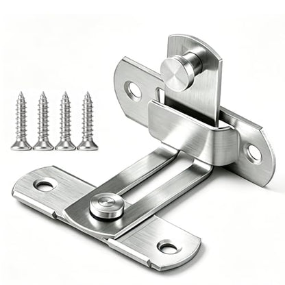 2 Set 4" 90 Degree Gate Latches | Stainless Steel Safety Door Lock for Barn Door, Silver - size: 90 Degree Silver - 4"