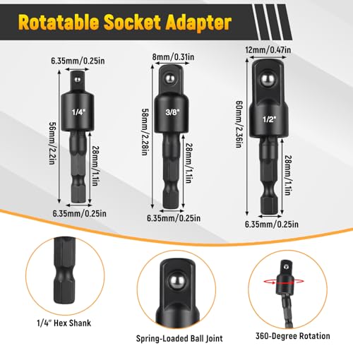 17Pcs Flexible Drill Bit Extension Set with 105-Degree Angle Tool