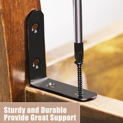 L Brackets, 2 inch Angle Corner Braces with Screws for Wood Furniture - style: 2inch L Shape Black 18pcs