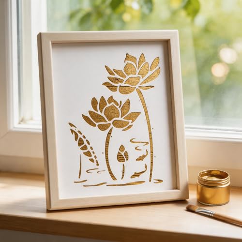 TIAMECH A4 Reusable Lotus Flower Stencil for Painting - style: Lotus Fish