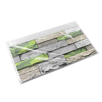 Alwayspon 24Pcs 12x6inch Peel&Stick Wall Sticker Vinly Wallpaper, Waterproof Backsplash for Kitchen Bathroom, Self-Adhesive Tile Transfers Decal Stick on Tiles with GreenYellow Stone Brick Effect - color: Fg-l15, size: 24 Pcs