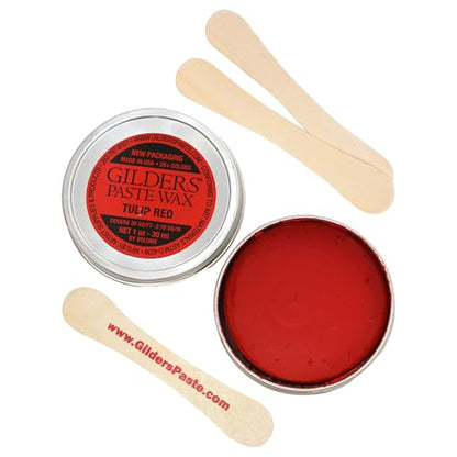 Gilders Paste Wax paste, Gilders paste wax 1 ounce canister, gilders wax paste 30 ml canister (TULIP RED)