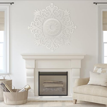 Nuanchu 28'' Large PU Ceiling Medallion Combination Decorative 2.36'' ID French Style Chandelier Base Ceiling Medallion for Light Fixtures Victorian Rosette Light Covers for Chandeliers(Classic) - size: 28'', style: Classic