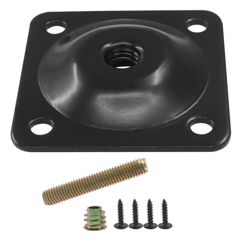 Murtenze 4 Pack Leg Mounting Plates, 5/16"(M8) Mounting T-Plates with Hanger Bolts, Screws Strengthen Furniture Repair for Sofa/Couch/Seat(Black) - color: Black