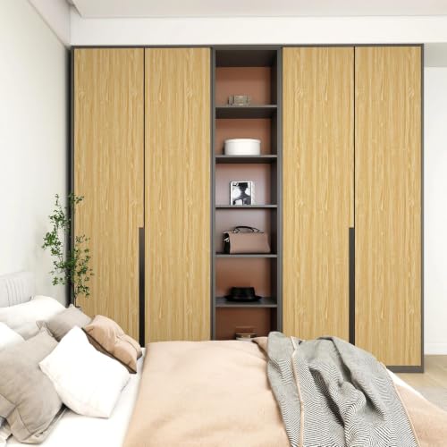 Peel and Stick Wallpaper Light Oak Wood Grain Contact Paper 15.7" x 118.1" - color: Oak, size: 15.7" x 118.1"