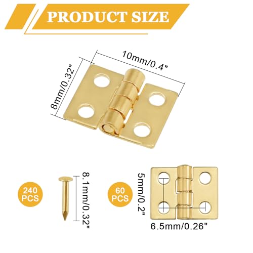 60Pcs Mini Hinges, 270 Degree Rotation Miniature Furniture Hardware