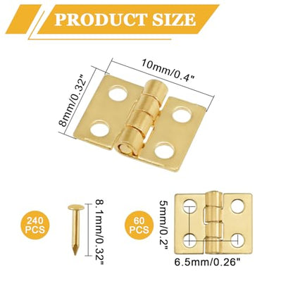 60Pcs Mini Hinges, 270 Degree Rotation Miniature Furniture Hardware