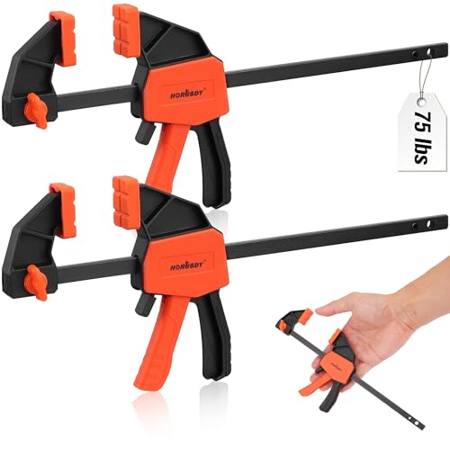 HORUSDY 6" Mini Bar Clamps for Woodworking - 2 Pack Quick Clamps F Clamp with 75 LBS Load Limit - color: 2pcs 75lbs 6" Orange