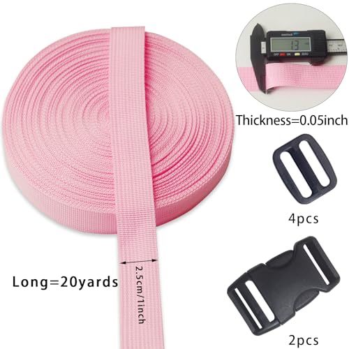 Pink 1 inch Webbing Strap Kit for DIY Crafts-Backpacks-20yds - color: Pink