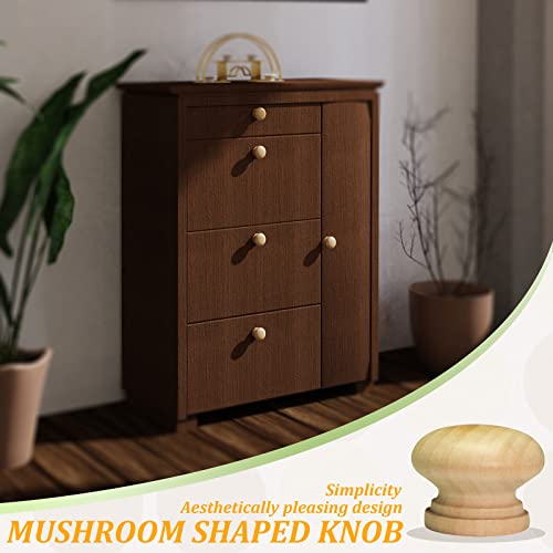 15pcs Unfinished Wood Knobs, Mushroom Cabinet Knobs - color: Unfinished Wood Color
