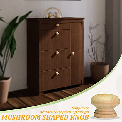 15pcs Unfinished Wood Knobs, Mushroom Cabinet Knobs - color: Unfinished Wood Color