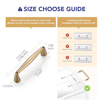 Ravinte Champagne Bronze Cabinet Handles Solid Handles,3 Inch,10 Pack - color: Champagne Bronze, size: 3 Inches Hole Center