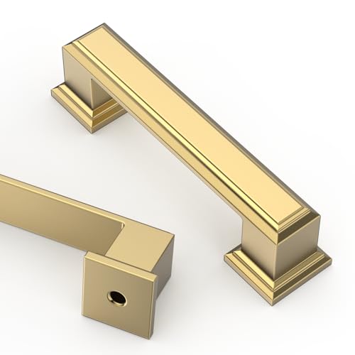 Asidrama 10 Pack 3 inch Brushed Brass Kitchen Cabinet Handles - color: Brushed Brass, size: 3" Hole Center(76mm)