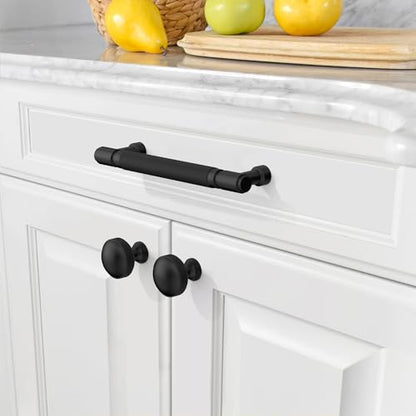 Amerdeco 10 Pack Matte Black knurled Cabinet Pulls 6.3" - color: Matte Black, size: 6.3" hole center