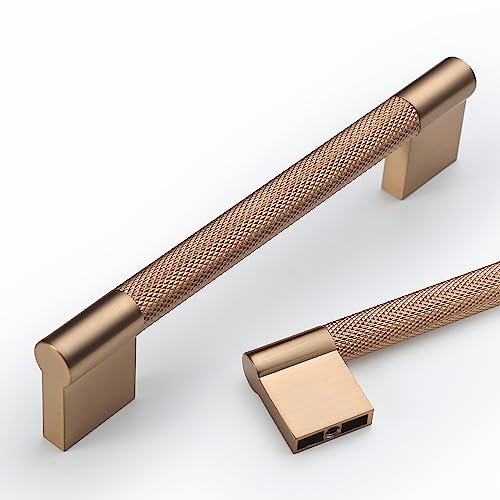 Asidrama 10 Pack 5 inch Champagne Bronze Knurled Cabinet Handles - color: Champagne Bronze, size: 5" Hole Center(128mm)