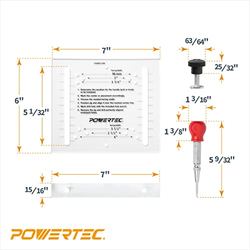 POWERTEC Cabinet Hardware Jig w/Center Punch, Drawer Jig for Installing Pulls, Knobs, Handle on Cabinet and Drawer, Woodworking Tools for Cabinet Handles, Drawer & Cabinet Pulls Installation (71412) - style: Cabinet Hardware Jig w/Center Punch, T Track &