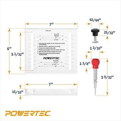 POWERTEC Cabinet Hardware Jig w/Center Punch, Drawer Jig for Installing Pulls, Knobs, Handle on Cabinet and Drawer, Woodworking Tools for Cabinet Handles, Drawer & Cabinet Pulls Installation (71412) - style: Cabinet Hardware Jig w/Center Punch, T Track &