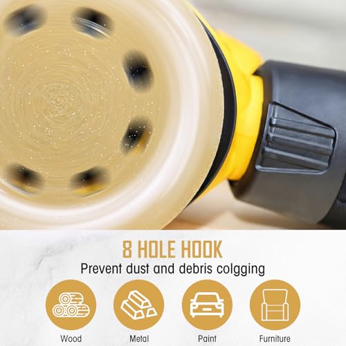 500 Pcs 5 Inch 8 Hole Sanding Discs, 60/80/120/220/320, Yellow - color: Yellow, size: 60/80/120/220/320