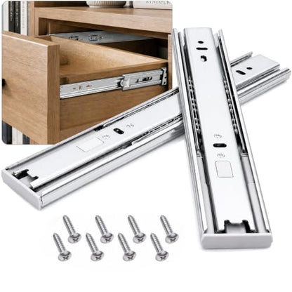 18 inch Soft Close Drawer Slides 6 Pairs (12 Pcs) Heavy Duty Cabinet Side Mount Drawer Slides 3-Fold Full Extension Ball Bearing 45 LB Capacity - size: 18 Inch