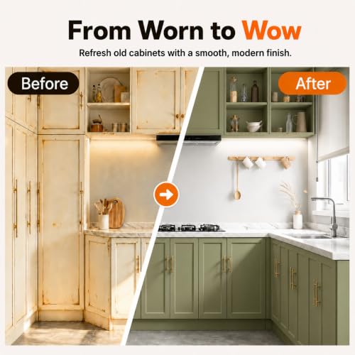 DWIL Cabinet Paint, Water Based Kitchen Cabinet Paint, Furniture Paint, Wood Paint, Low Odor, Fast Drying, Semi-Gloss, 16oz Olive Green - color: Olive Green, size: 16 Fl Oz (Pack of 1)
