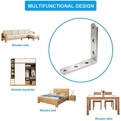 Stainless Steel Corner Bracket - 10 PCS Heavy Duty Right Angle Brackets for Wood Furniture and Metal Joints - 3 x 3 Inch - with Screw - size: 3 x 3 inch 10 pieces