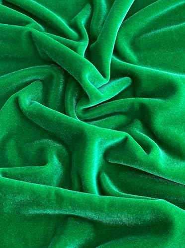 Premium Stretch Velvet Fabric by The Yard - Wrinkle-Resistant - Soft - Upholstery Fabric - Polyester Spandex Blend - for Clothing and Crafts - Resistant – 58-60 Inches Wide (Kelly Green, 1 Yard) - color: Kelly Green, size: 1 Yard