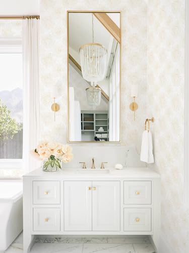 Boho Wallpaper Beige Wall Paper Peel and Stick Modern Beige and White Geometric Fireworks Contact Paper Renter Friendly Self-Adhesive Removable Bathroom Bedroom Laundry Room 17.3" × 393" - color: Beige and White, size: 17.3" x 393"