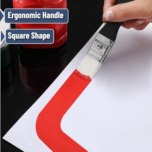 Bates- Flat Paddle Paint Brush Set, 3 Pack, 1"/2"/3" Nylon Bristles