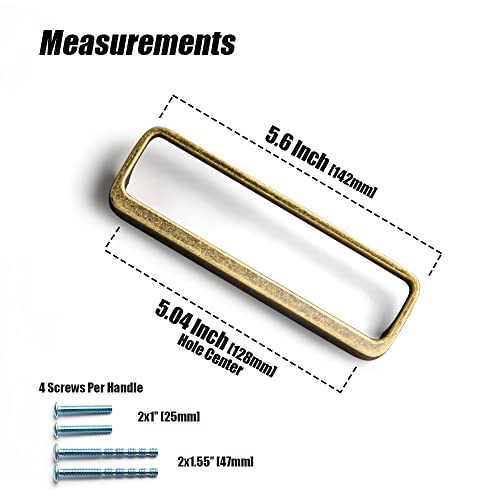 Goo-Ki Antique Brass Cabinet Pulls with Hole Center 5''(128MM),Retro Zinc Alloy Drawer Pulls for Drawer,Wardrobe,Cupboard,6 Pack - color: Antique Brass, size: 5'' HOLE CENTERS