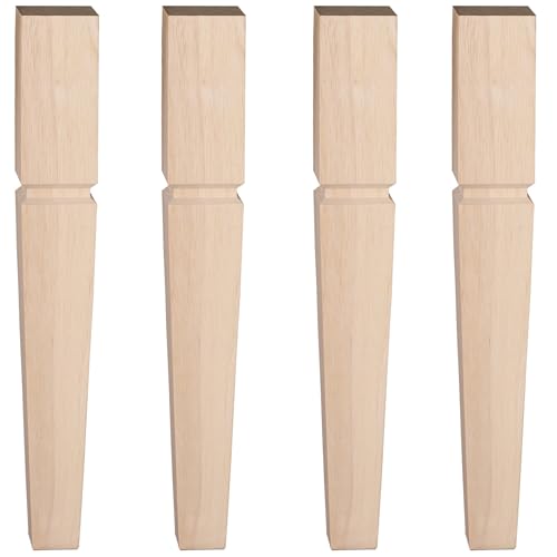 18" H*2.75" W Square Unfinished Oak Furniture Legs - Heavy Duty Mid Century Tall Wooden Legs Set of 4 for Tables, Bench, Ottomans (Natural) - color: Plain Wood Color, size: 18"H*2.75"W