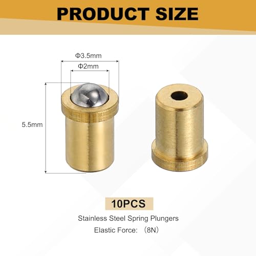 uxcell 10Pcs Stainless Steel Spring Plunger 5.5x3.5 mm Precision Ball (8N) - size: 5.5 x 3.5 mm(8N)