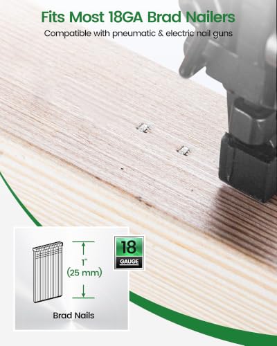 meite 18 Gauge Brad Nails 1-Inch Length F25, Galvanized Finish Ideal for Upholstery, Trims, Woodworking 5,000 PCS/Box (1 Box) - size: 1 Inch, style: 1 Box